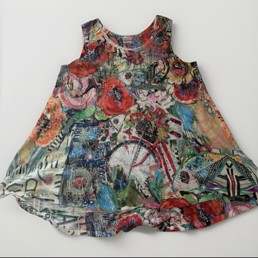 Et Lois Tank Top Size L Art to Wear Colorful Artsy Abstract Print Art Teacher - Picture 3 of 14